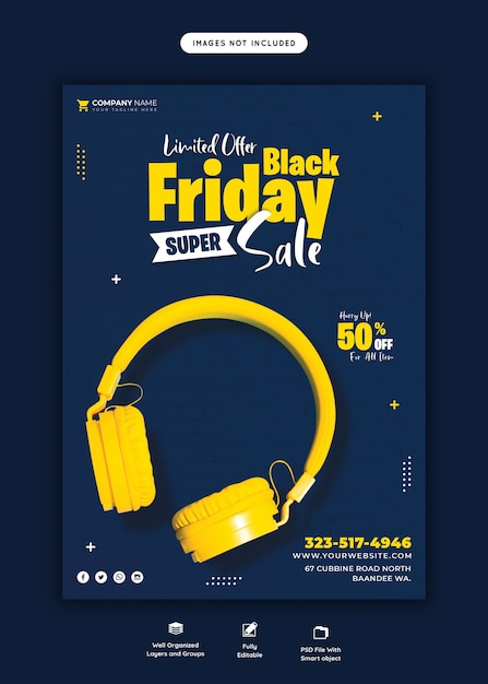 Black friday super sale flyer template