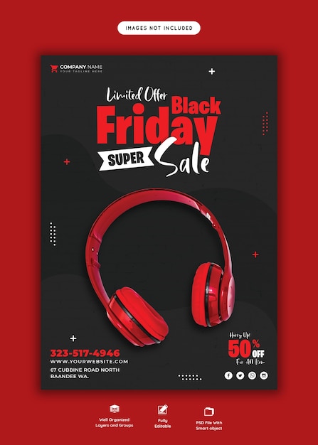 Black friday super sale flyer template