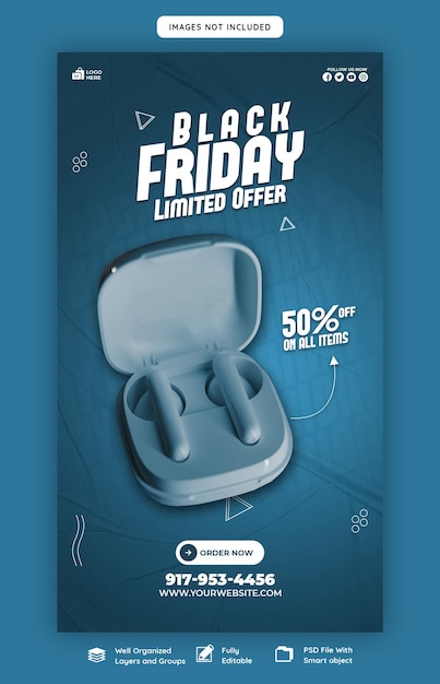 Free PSD black friday super sale instagram and facebook story banner template