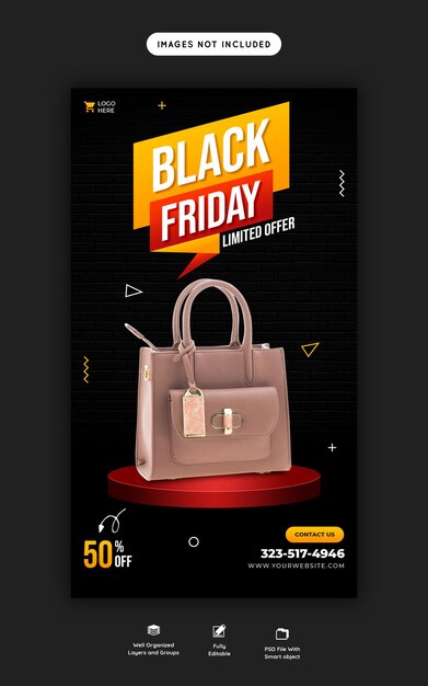 Black friday super sale instagram and facebook story banner template