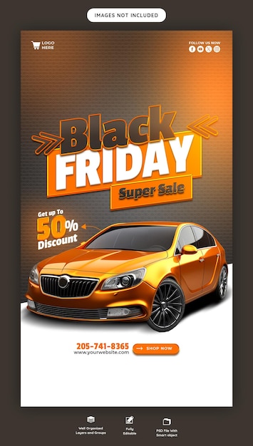 Free PSD black friday super sale instagram and facebook story banner template