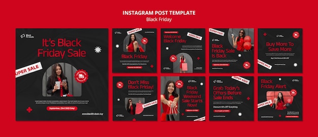 Modello di post instagram super vendita venerdì nero