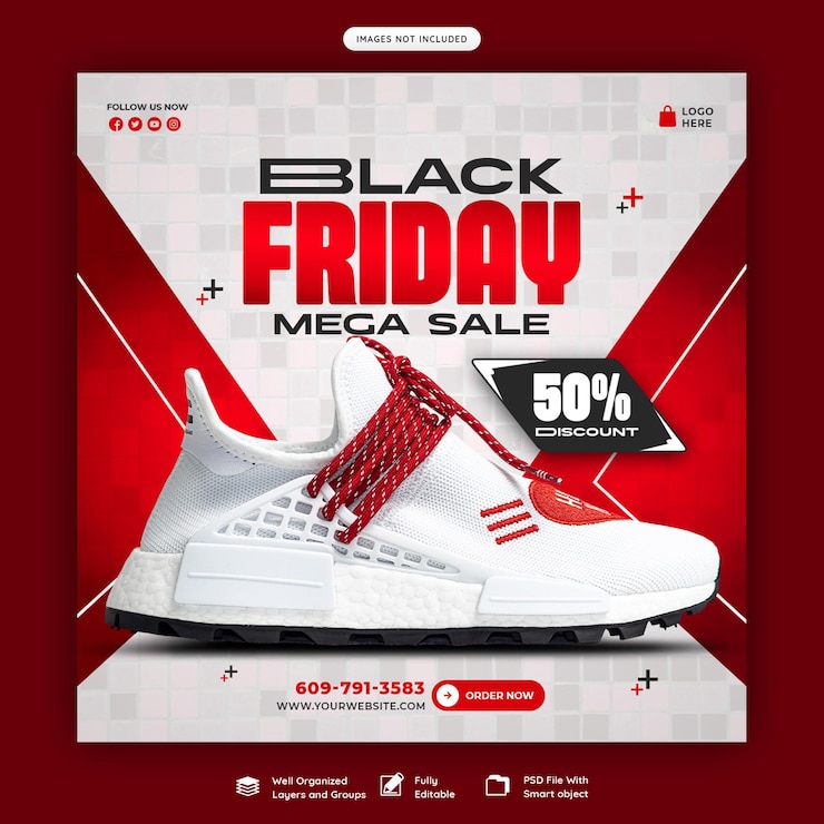 Free PSD black friday super sale social media banner template
