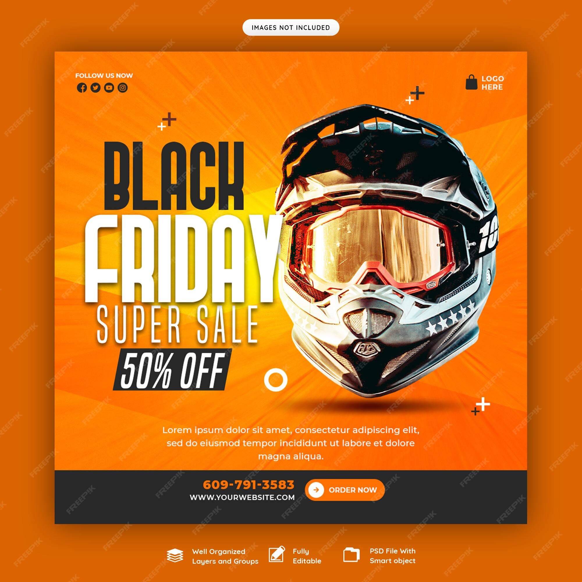 shopping bag black Friday super sale social media banner template -  MasterBundles