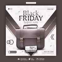 PSD gratuito modello di banner di social media di vendita super black friday