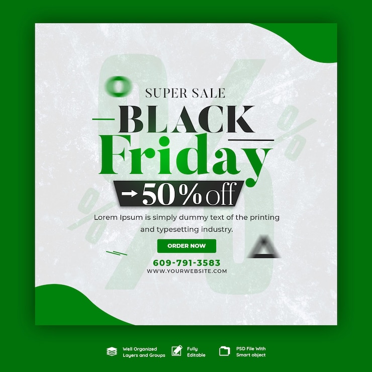 Free PSD black friday super sale social media banner template