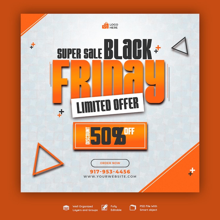 Free PSD black friday super sale social media banner template