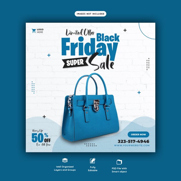 black friday super sale social media banner template