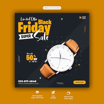 Black friday super sale social media banner template