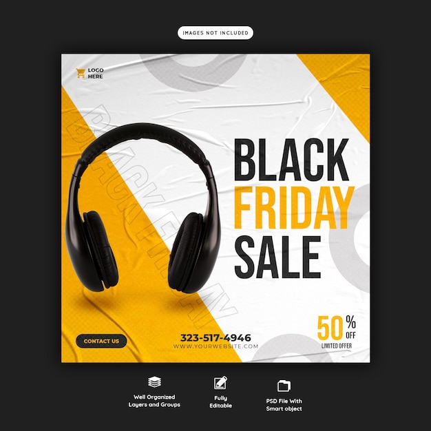 PSD gratuito modello di banner per social media super vendita black friday