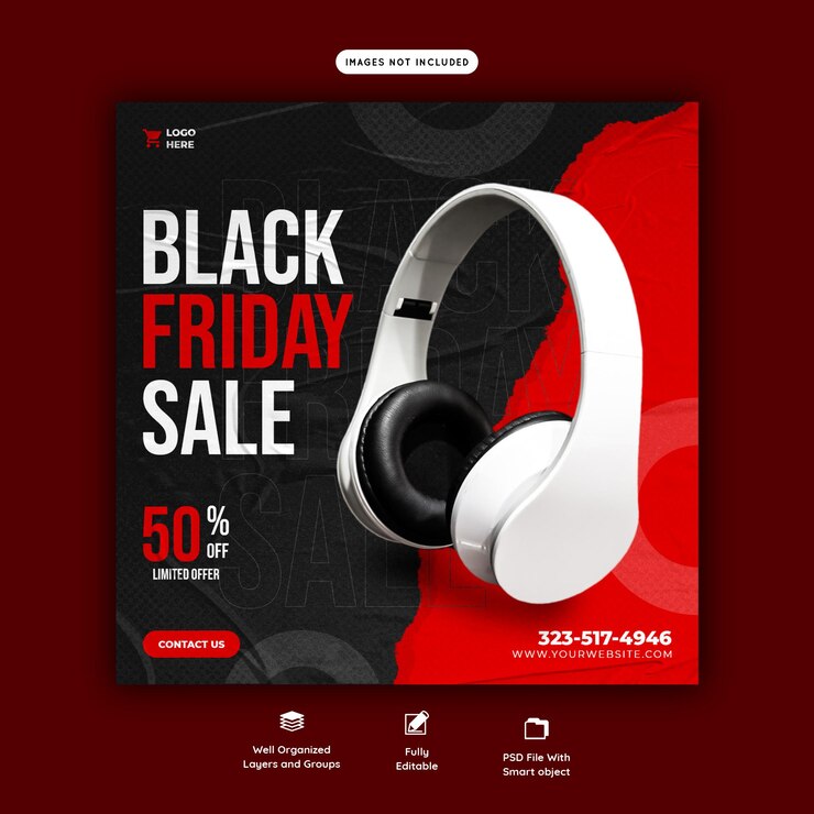 Free PSD black friday super sale social media banner template