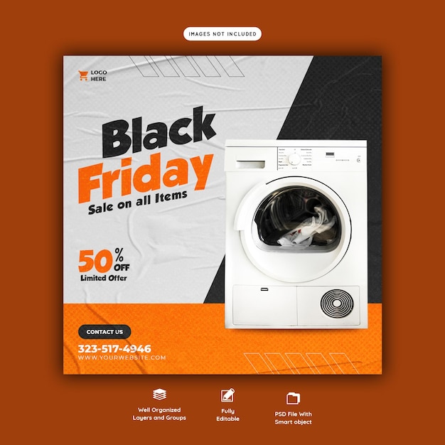 Black friday super sale social media banner template