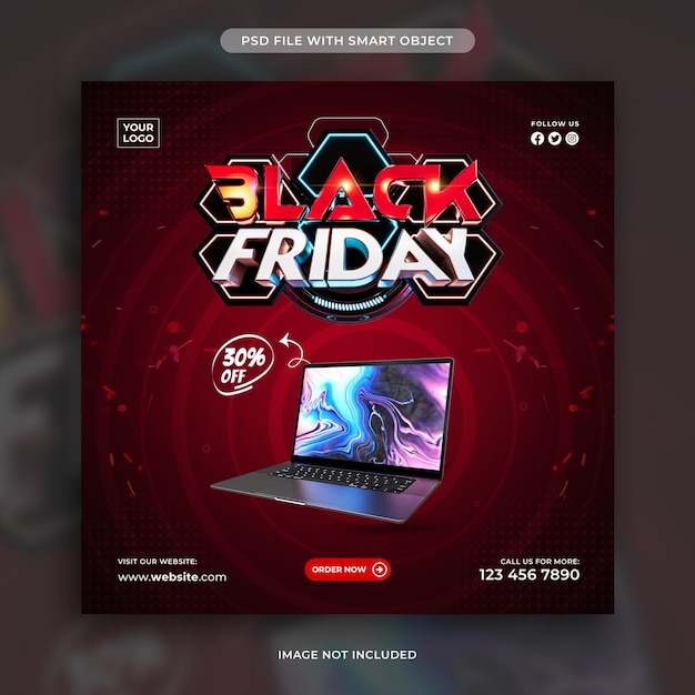 Free PSD black friday super sale social media post design template