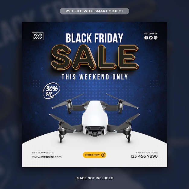 PSD gratuito modello di progettazione di post sui social media per la super vendita del black friday