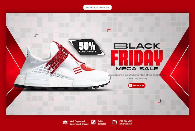 Black friday super sale web banner template