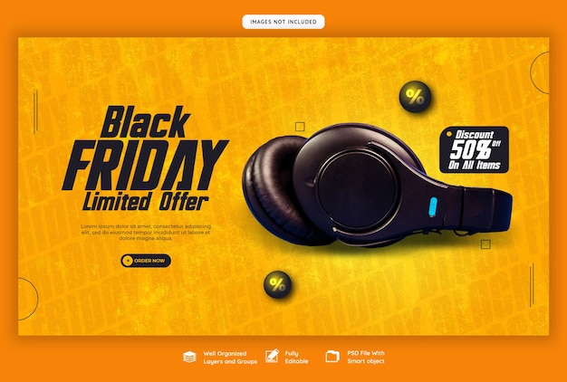 Black friday super sale web banner template