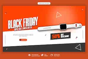 Free PSD black friday super sale web banner template