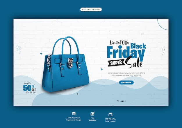 Free PSD black friday super sale web banner template