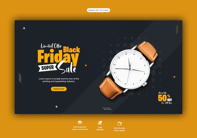 Black Friday Super Sale Web Banner Template – Free PSD Download