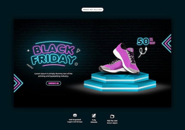 Black Friday super sale web banner template