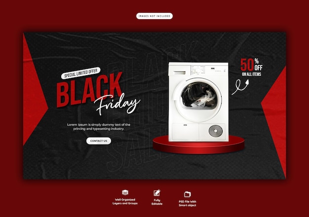 Free PSD black friday super sale web banner template