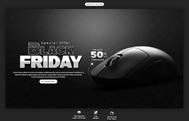 Free PSD black friday super sale web banner template