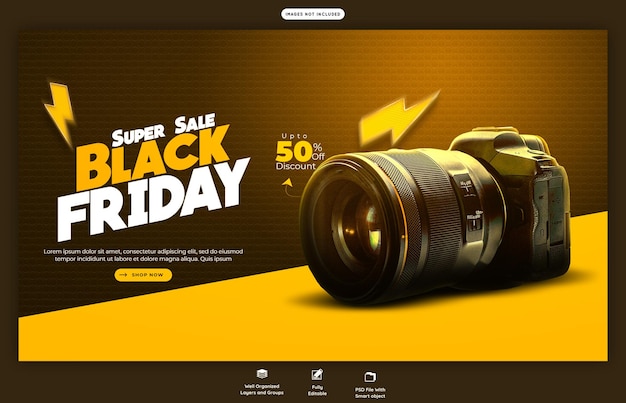 Black friday super sale web banner template