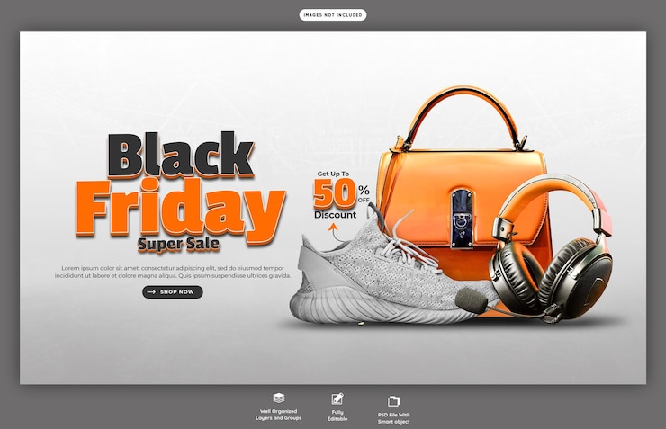 Free PSD black friday super sale web banner template