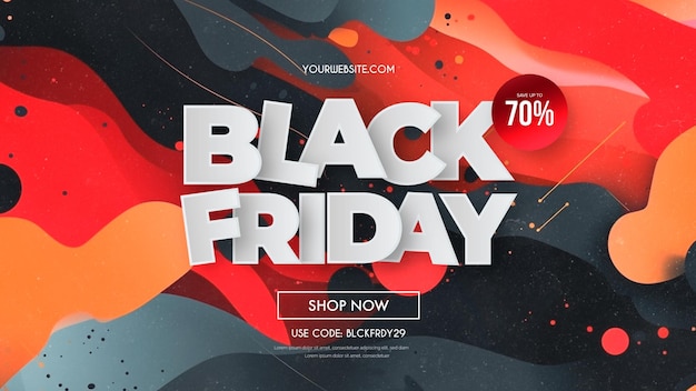 Black friday super sale with abstract Memphis 3d Colorful shapes