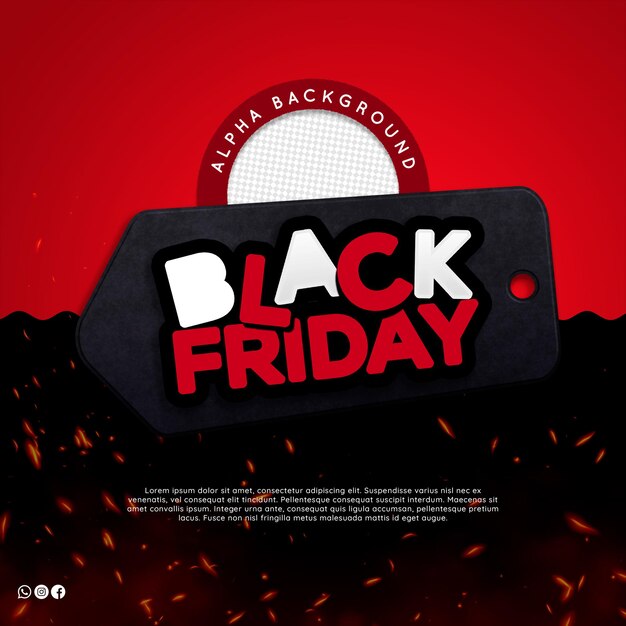 Black friday tag logo red for november retail campaign