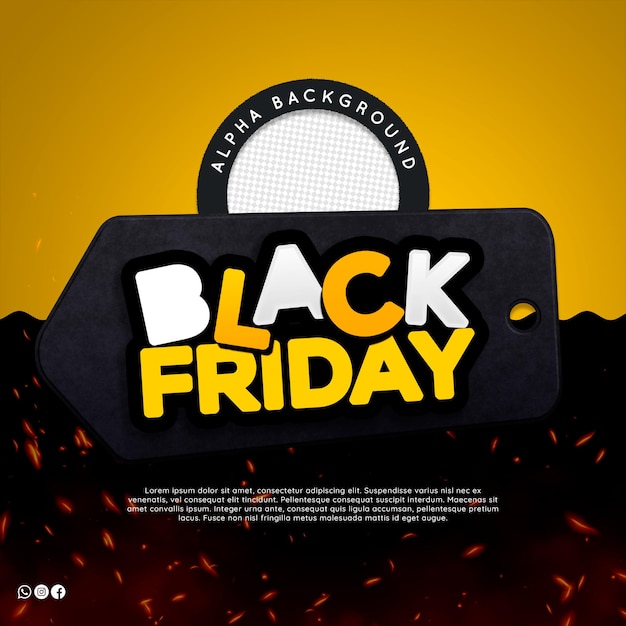 Black friday tag yellow logo for november retail campaign