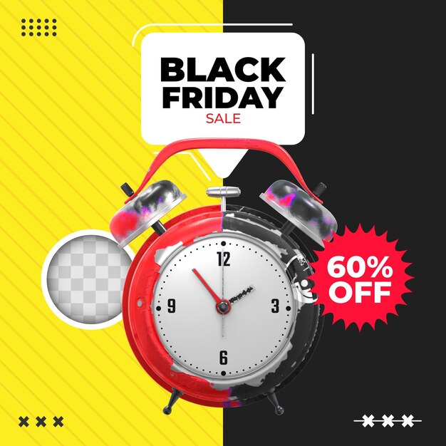 Black friday template. 3d Rendering