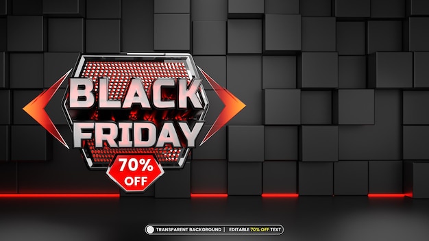 PSD Template: Black Friday Sale with Editable Offer Text 3D Render