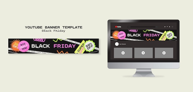 Free PSD black friday youtube banner template