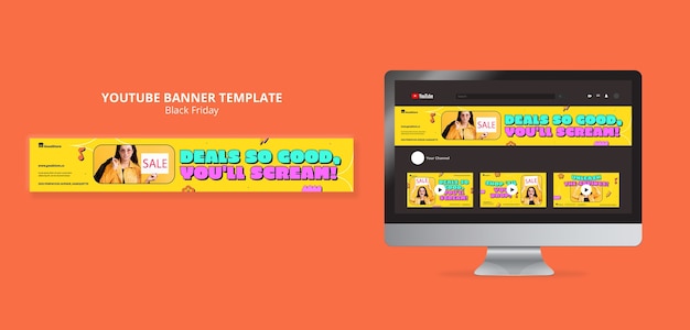 Free PSD black friday youtube banner template