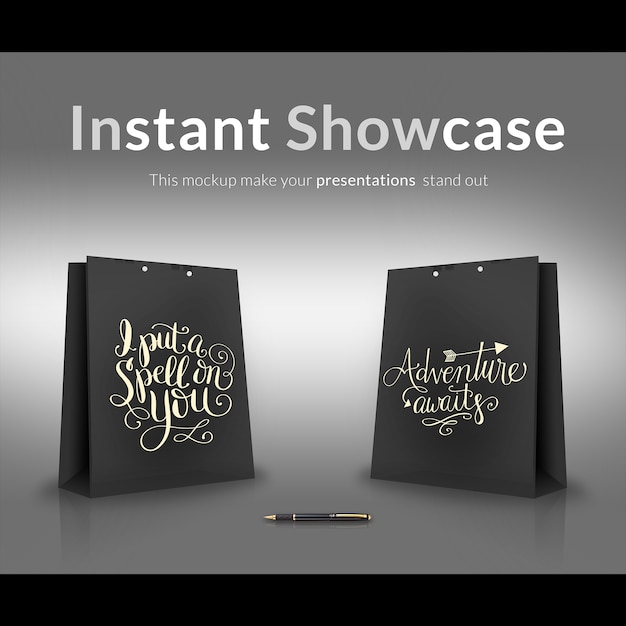 Free PSD black gift bag mock up