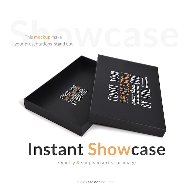 Free PSD black gift box mock up