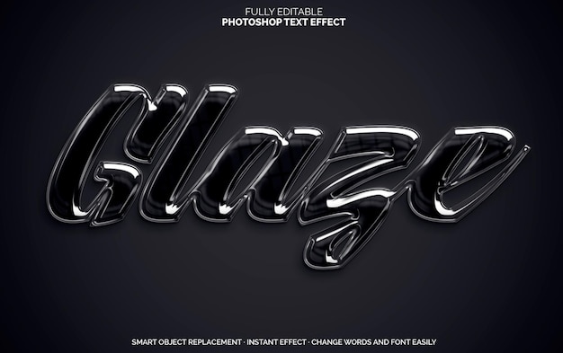 Black glass shiny text effect