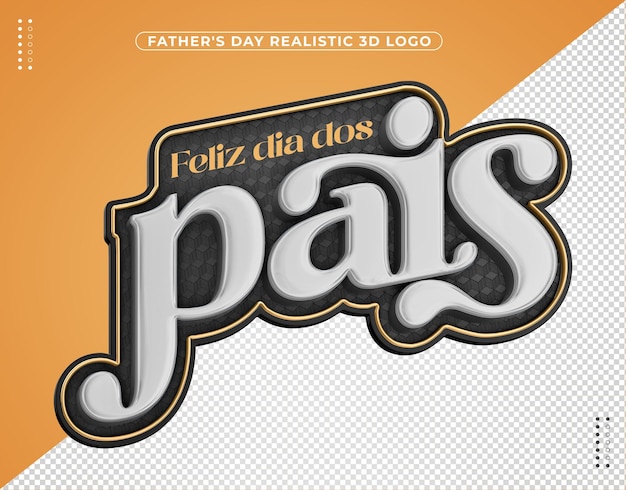 PSD gratuito logo 3d nero e oro per la campagna per la festa del papà in brasile