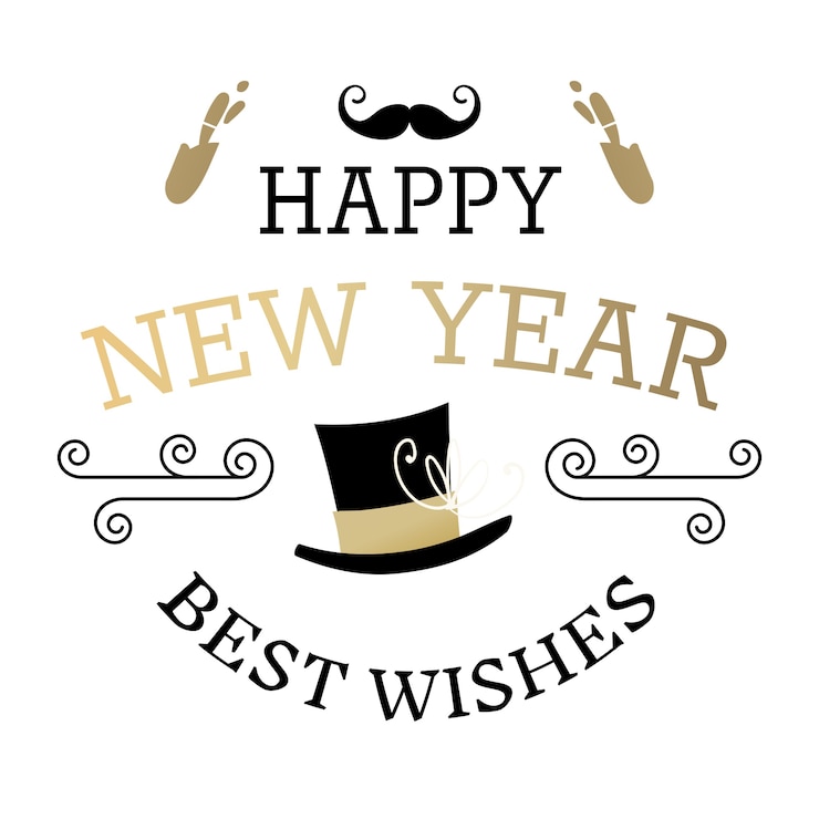 Free PSD black and gold new year 2024 badge