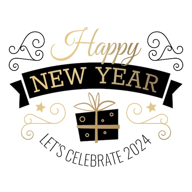Black and gold new year 2024 badge