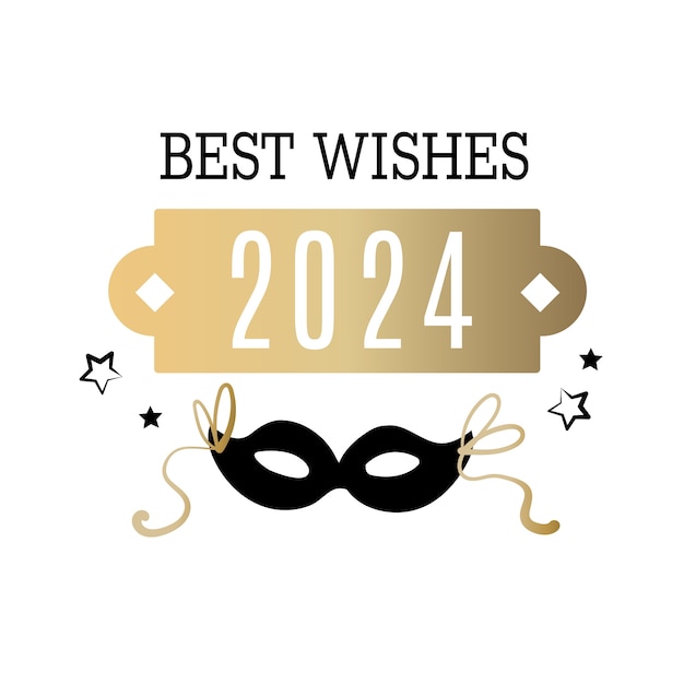 Distintivo del nuovo anno 2024 nero e oro