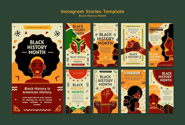 黒人の歴史instagramストーリーテンプレート Premium Psd