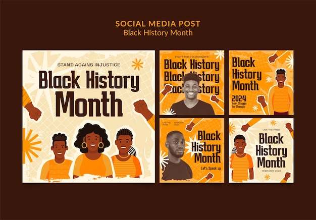 無料PSD ブラック・ヒストリー・ムーン (black history month) のインスタグラムへの投稿