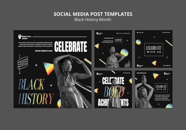 Free PSD black history month celebration instagram posts