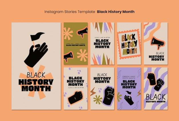 PSD gratuito celebrazione del mese della storia nera instagram stories