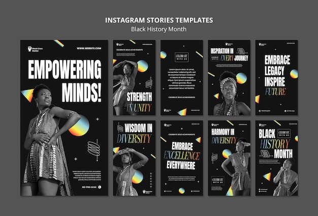 PSD gratuito celebrazione del mese della storia nera instagram stories