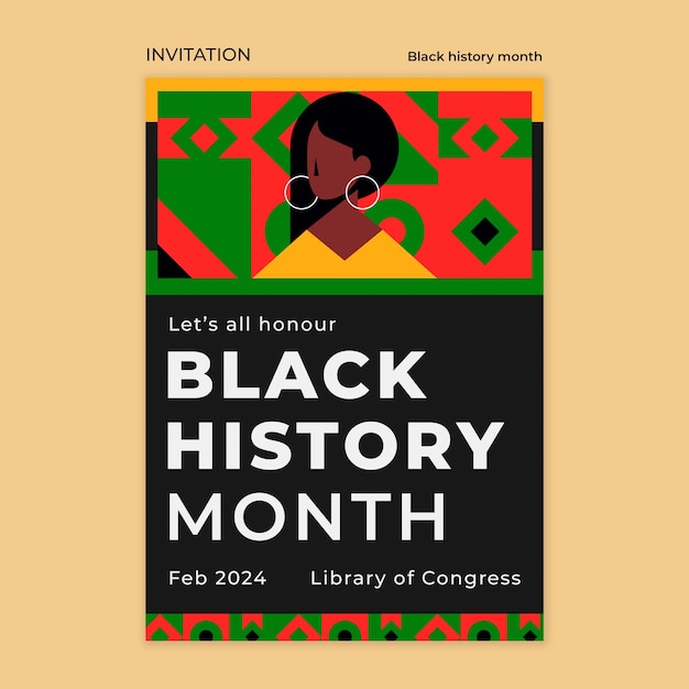 Free PSD black history month celebration invitation template