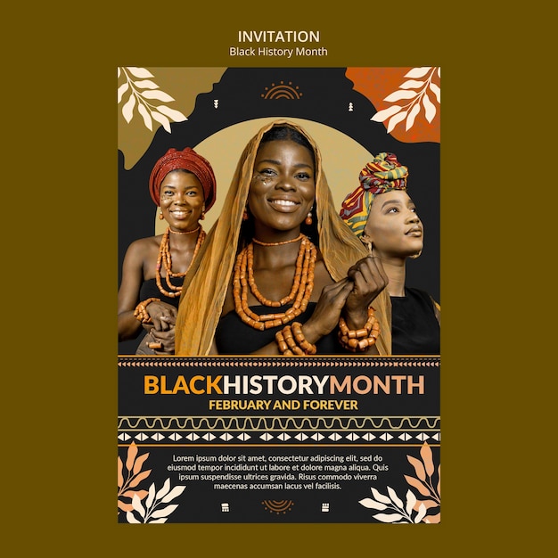 Free PSD black history month celebration invitation template