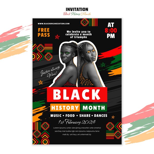 Black history month celebration invitation